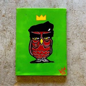 Wise Owl in a Kangaroo Cap - Unique Art Painting"